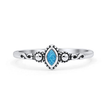 Marquise Oxidized Thumb Ring Statement New Fashion Ring Lab Created Blue Opal 925 Sterling Silver